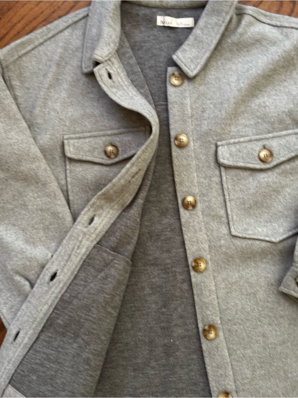 Be Cool Gray Button-Front Shacket Size M/L - Picture 2 of 5